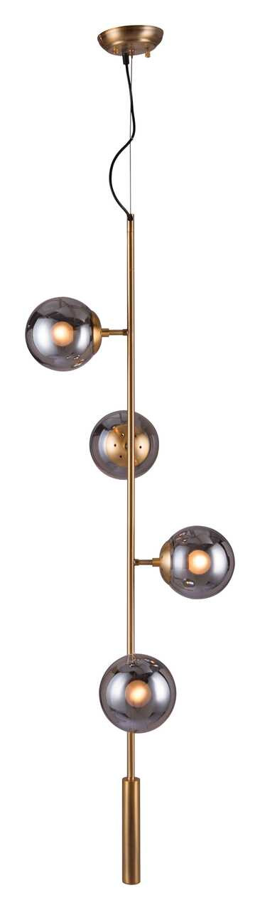 Gold Shaded Four Light Metal Dimmable Ceiling Light With Clear Shades