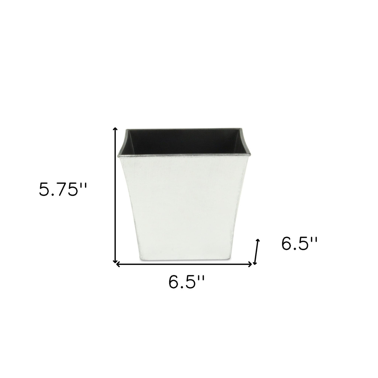 7" Silver Recycled Plastic Indoor Outdoor Square Pot Planter