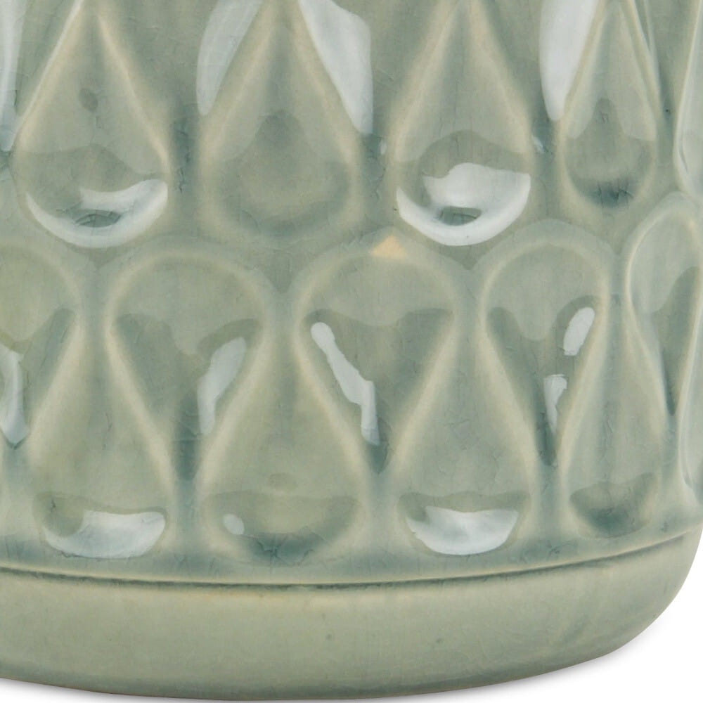 7" Green Geometric Ceramic Indoor Outdoor Round Pot Planter