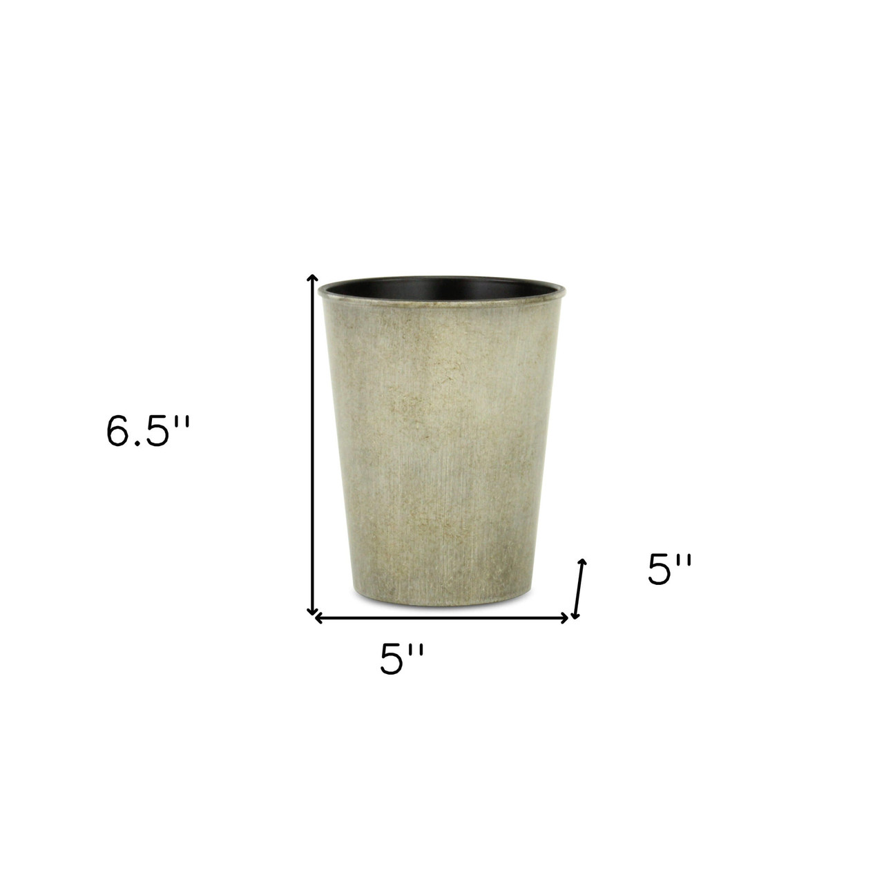 5" Gray Recycled Plastic Indoor Outdoor Round Pot Planter