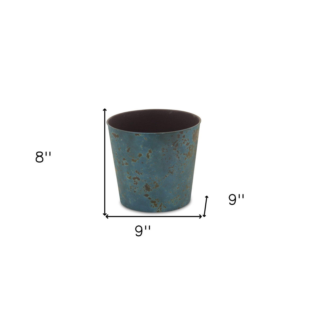 9" Blue Recycled Plastic Indoor Outdoor Round Pot Planter