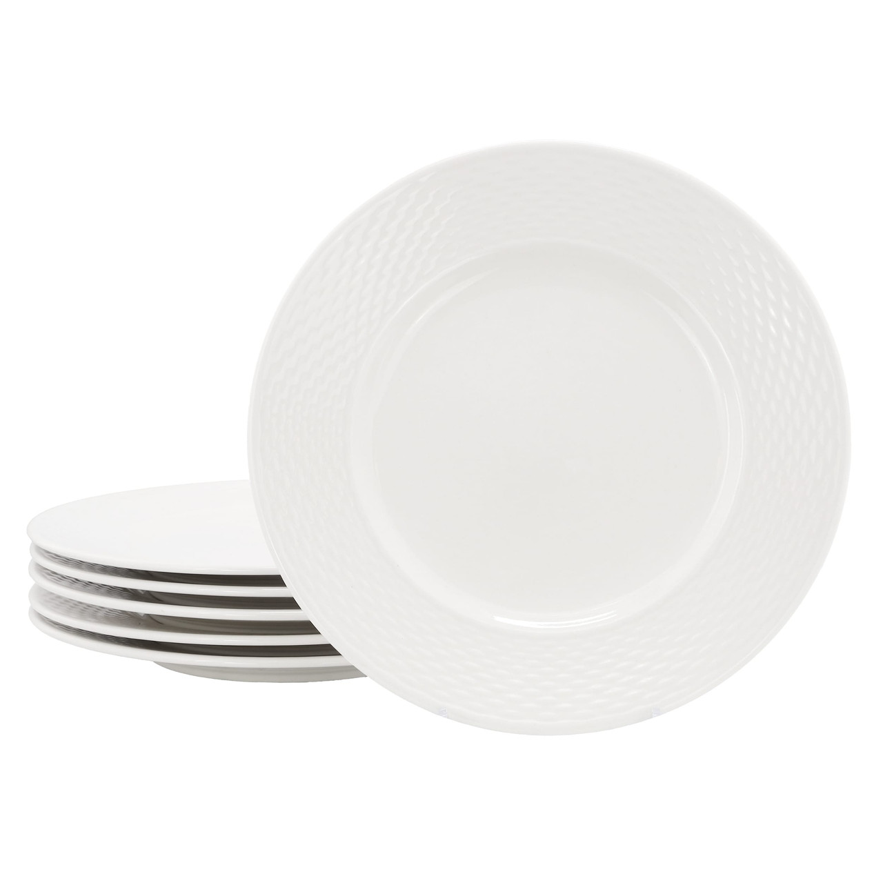 Elama Ophelia 6 Piece Stoneware Dinner Plate Set in White