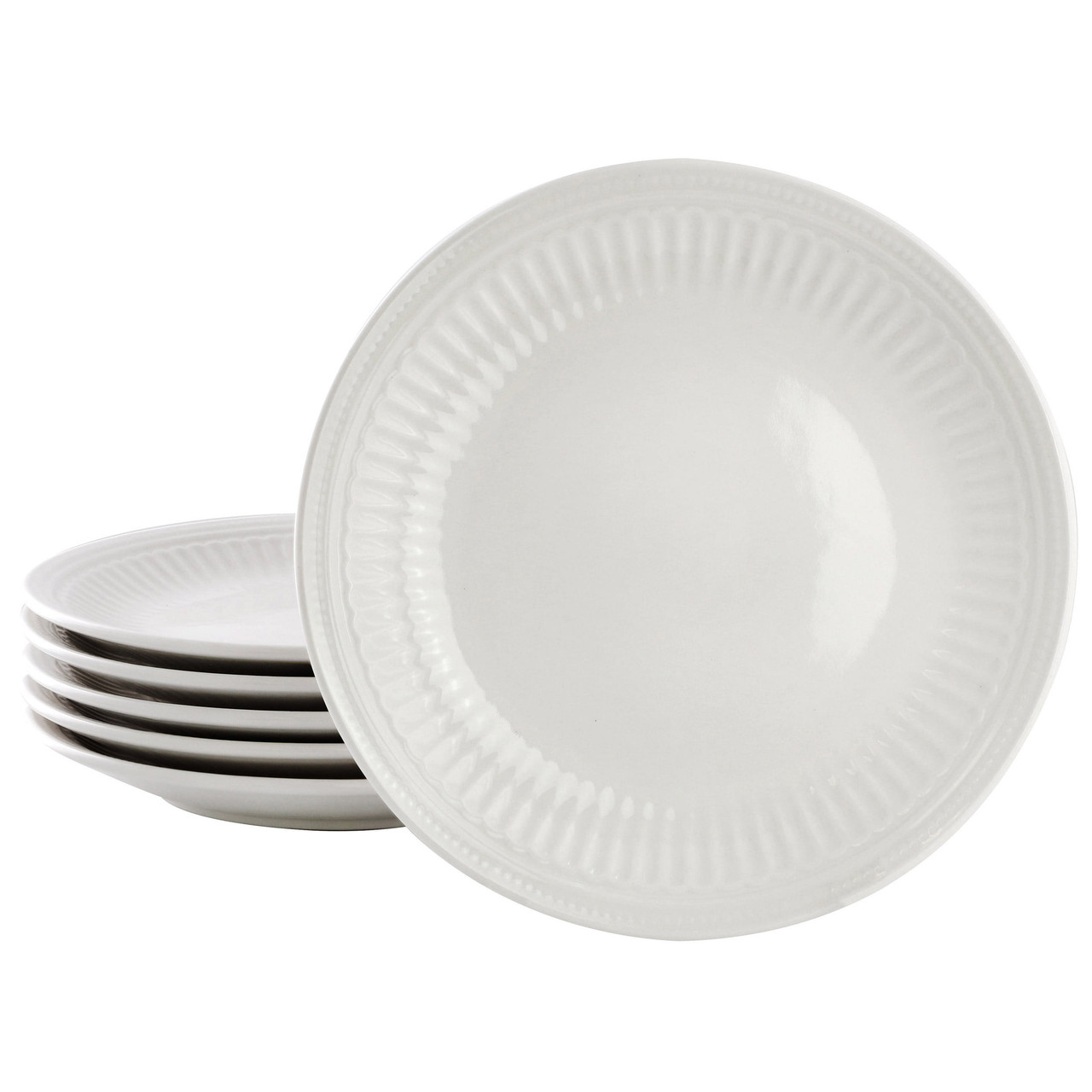 Elama Hansel 6 Piece Embossed Arch Stoneware Salad Plate Set in White