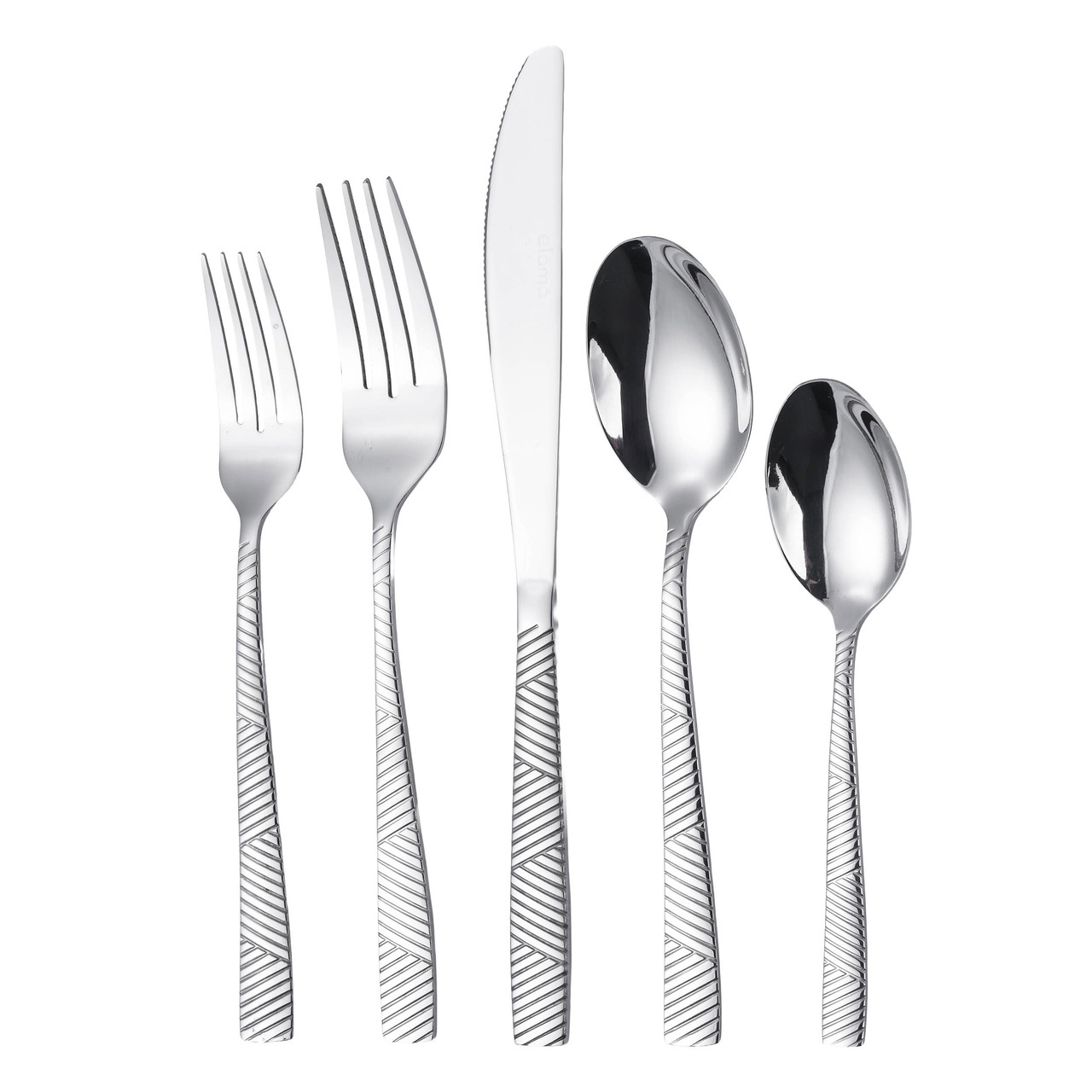 Elama Maya 20 Piece Mirror Polished Stainless Steel Flatware Set