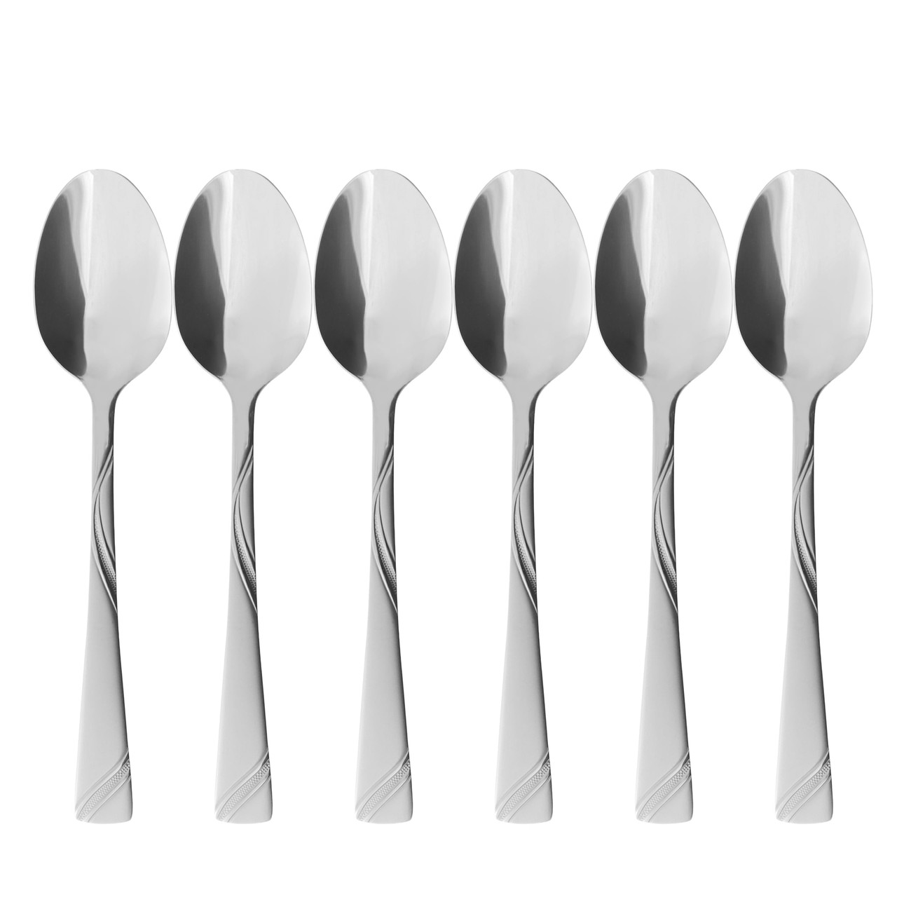 Elama Inesa 6 Piece Mirror Polished + Sand Blasted Stainless Steel Teaspoon Set