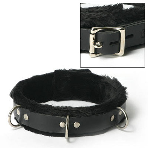 Strict Leather Narrow Fur Lined Locking Collar