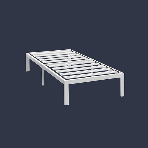 Twin size Heavy Duty Steel Platform Bed Frame in White