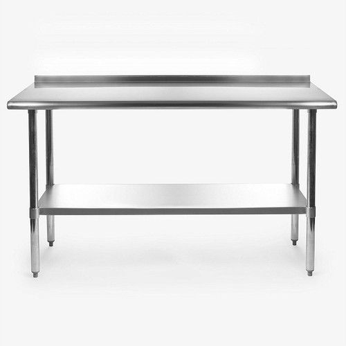 Stainless Steel 60 x 24 inch Heavy Duty NSF Certified  Work Bench Prep Table with Backsplash