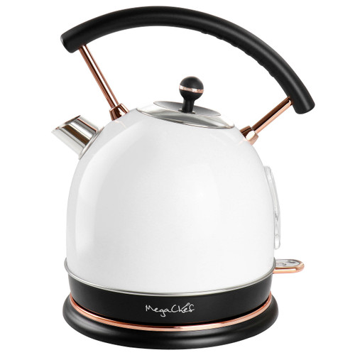 MegaChef 1.8 Liter Half Circle Electric Tea Kettle in White