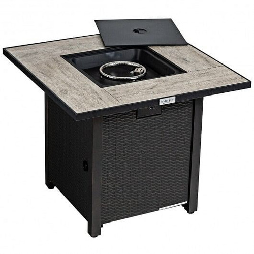 30 Inch Square Propane Gas Fire Pit Table Ceramic Tabletop