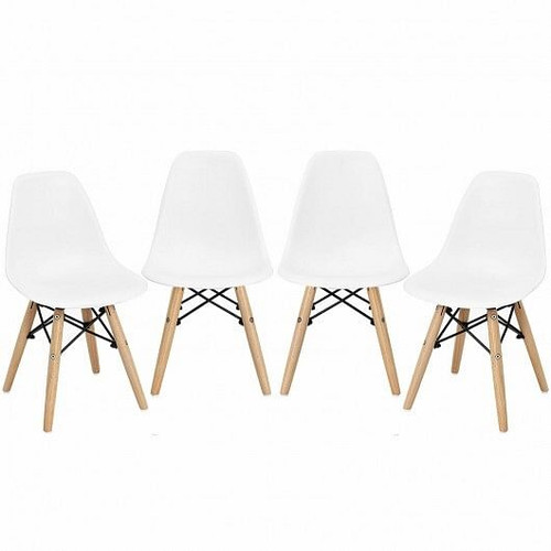 4 PCS Children Chair Set Medieval Style Dining Chairs with Wood Legs