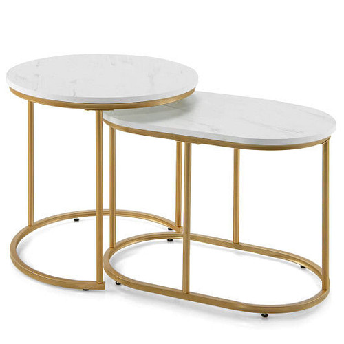 Modern Nesting Coffee Table Set of 2-White