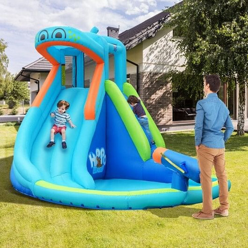 Inflatable Water Pool with Splash and Slide Without Blower