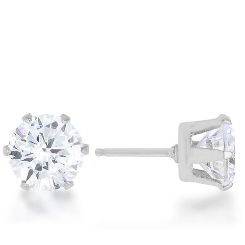 Reign 3.4ct CZ Rhodium Stainless Steel Stud Earrings