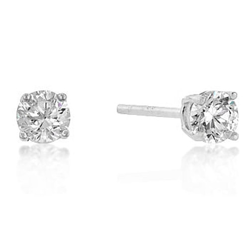 7mm New Sterling Round Cut Cubic Zirconia Studs Silver