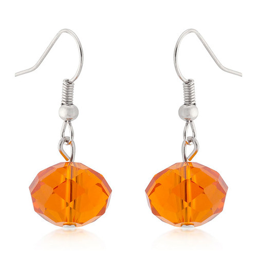 Orange Faceted Bead Earrings