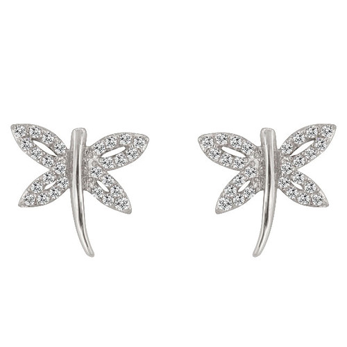 Cubic Zirconia Dragonfly Earrings