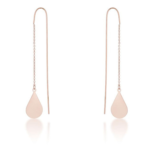 Chloe Rose Gold Stainless Steel Teardrop Threaded Drop Earrings