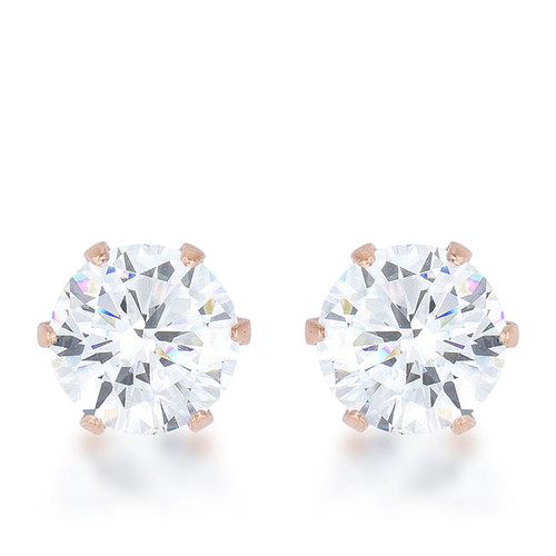 Reign 3.4ct CZ Rose Gold Stainless Steel Stud Earrings