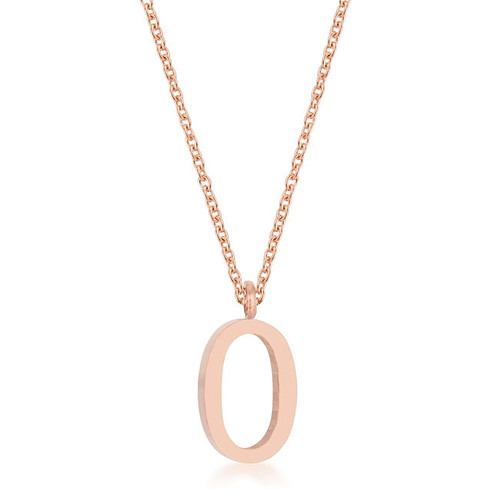 Elaina Rose Gold Stainless Steel O Initial Necklace