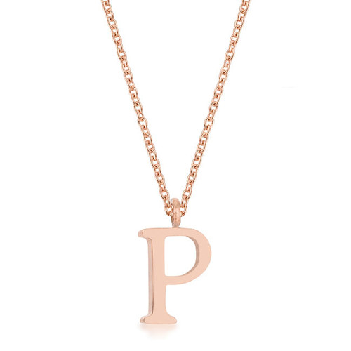Elaina Rose Gold Stainless Steel P Initial Necklace Elaina Rose Gold Stainless Steel P Initial Necklace