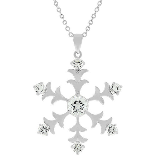 Rhodium Plated Snowflake Pendant