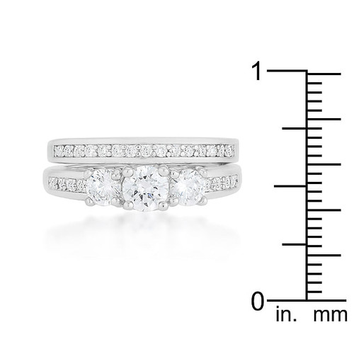 Three Stone Wedding Ring Set