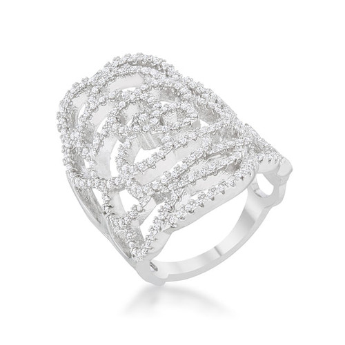 Rosa 1.25ct CZ Rhodium Filigree Cocktail Ring