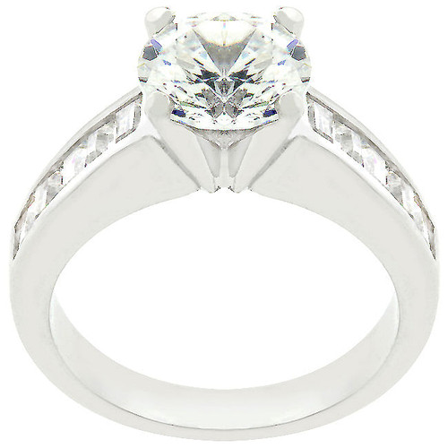 Classic Rhodium Plated Engagement Ring