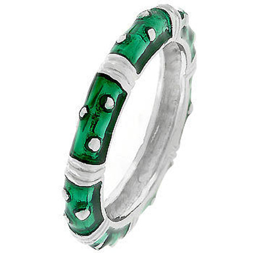 Marbled Dark Green Enamel Stacker Ring