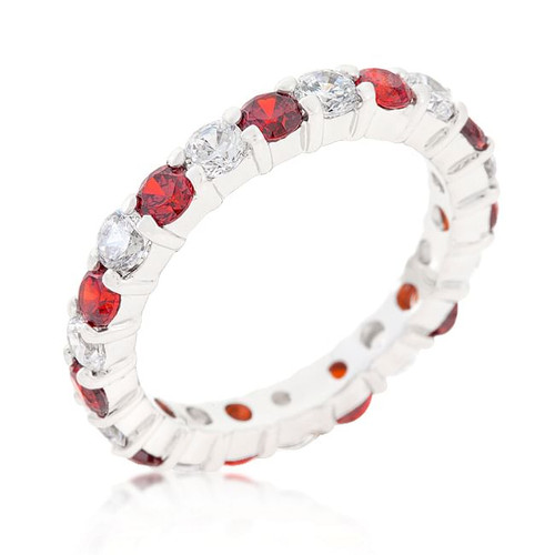 Mini Jessica Band with Garnet Cubic Zirconia