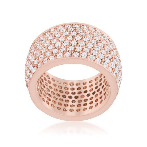 Wide Pave Cubic Zirconia Rose Gold Band Ring