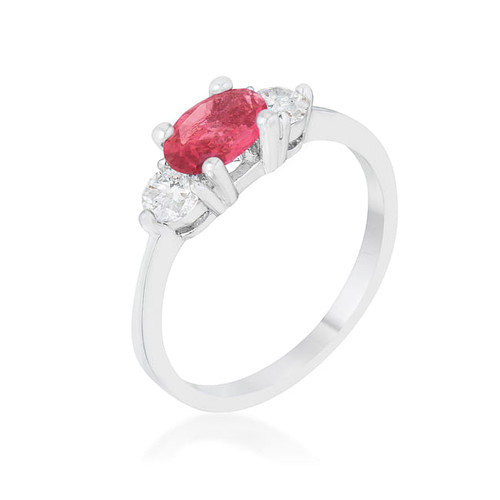 Miranna 1.2ct Fuchsia CZ Rhodium Classic Oval Ring