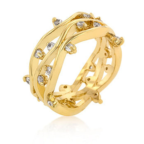 Golden Cubic Zirconia Vines Ring