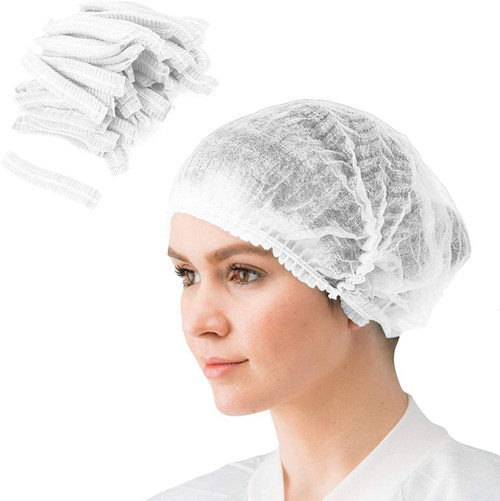 Blue Pleated Bouffant Hair Nets 24'; Disposable Hair Covers for Nurses Pack of 1000; Breathable Pol
