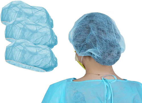 Disposable Hair Cap 24". Pack of 1000 White Mob Caps. Polypropylene Bouffant Caps with Elastic Stre