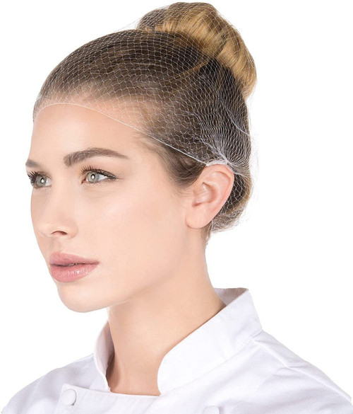 Disposable Nylon Hair Nets 22" in Bulk. Pack of 1440 Light Brown Invisible 1/4" Aperture Hairnets w