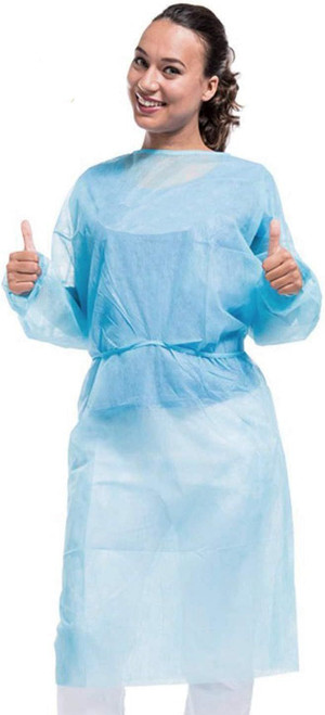 Hospital Disposable Gowns with Sleeves X-Large; Pack of 25 Blue Disposable Isolation Gowns; PPE Med