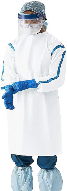 Disposable Isolation Gowns in Bulk. Pack of 25 White SMS 35 gsm Frocks. XX-Large Body Protective La
