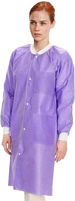 Disposable Lab Coats in Bulk. Pack of 50 Pink Work Gowns X-Large. SMS 50 gsm Protective Clothing wi
