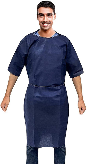 Disposable Gowns Medical XX-Large. Pack of 5 Navy Blue Isolation Gowns. 55 gsm Polypropylene Ppe Go