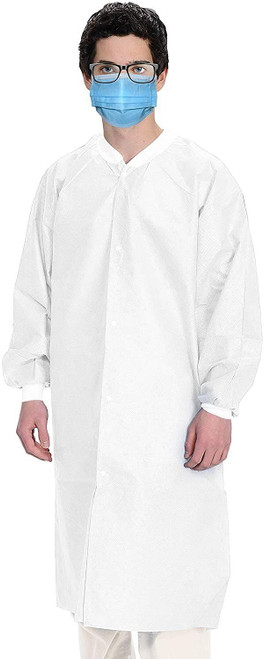 Static Dissipative Lab Coats. Pack of 10 White 3X-Large 60 gm/m2 Blend PE PP Lint Free Fabric Wear 