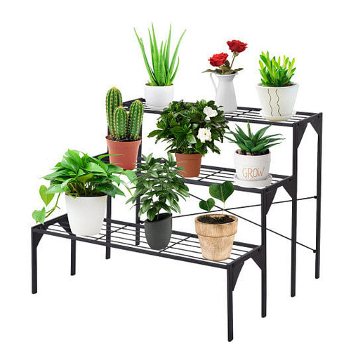 3 Tier Outdoor Metal Heavy Duty Modern for Multiple Plant Display Stand Rack