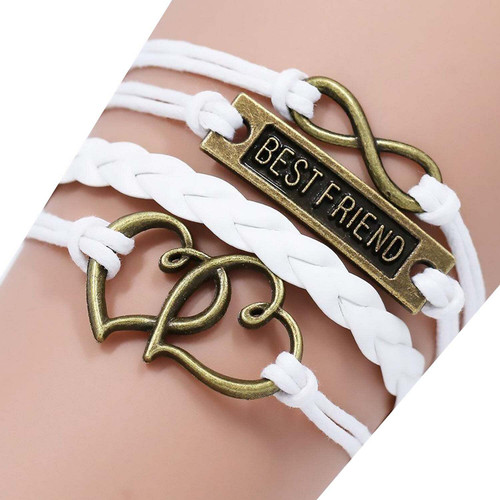 Braided Infinity Heart Best Friend Bracelet [White]