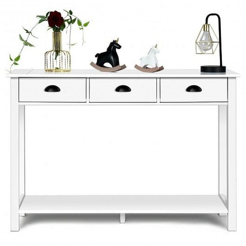 Wooden Console Table with 3 Drawers and 2-Tier Shelves
