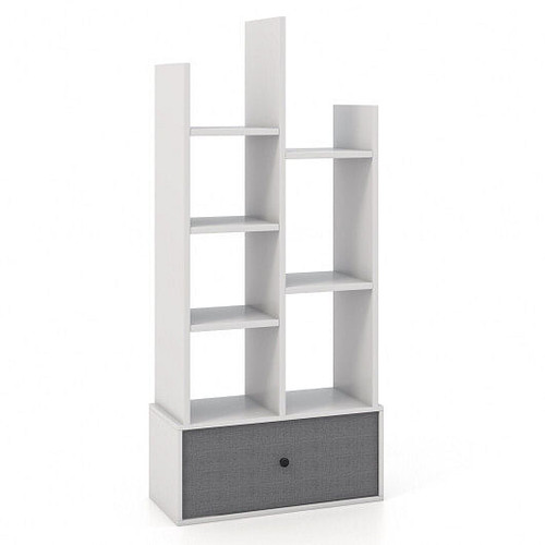 66 inch Tall 5 Tiers Wood Bookshelf with 10 Open Compartments-White - Color: White