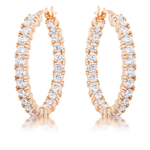 Rose Gold Plated CZ Hoop Earrings
