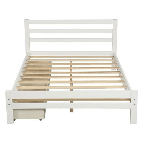 Full size White Low Profile 2 Drawer Storage Platform Bed