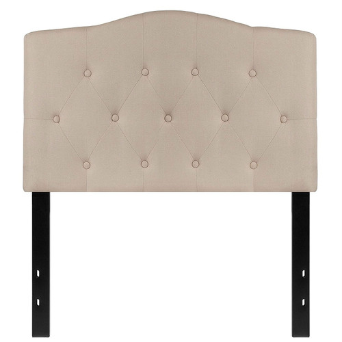 Twin size Beige Fabric Upholstered Button Tufted Headboard