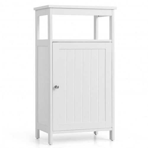 Bathroom Wooden Floor Cabinet with Multifunction Storage Rack-Gray